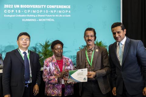 Certificat d'appréciation décerné à l'équipe du CHM Maroc